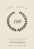 The First Hundred plate: a wreath of a hundred coffee cherries around the number 100.