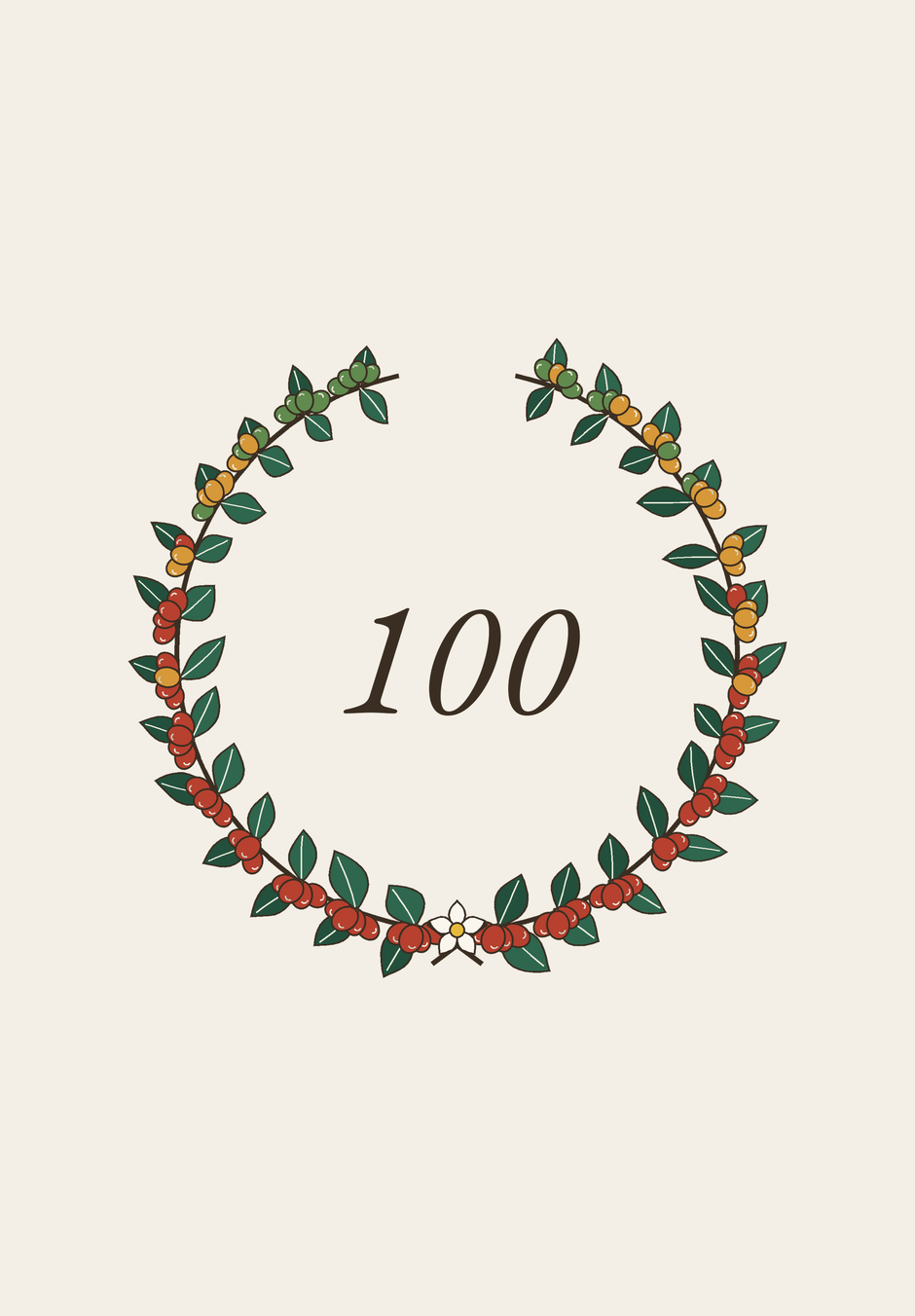 The First Hundred crest: the wreath and the number, without the type.