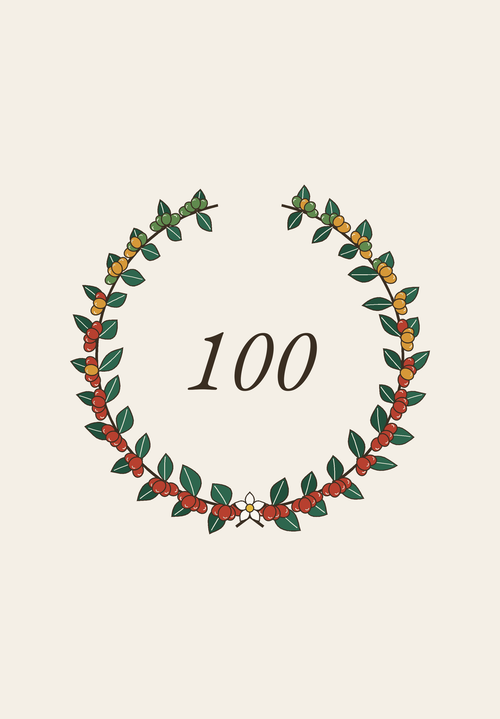 The First Hundred crest: the wreath and the number, without the type.